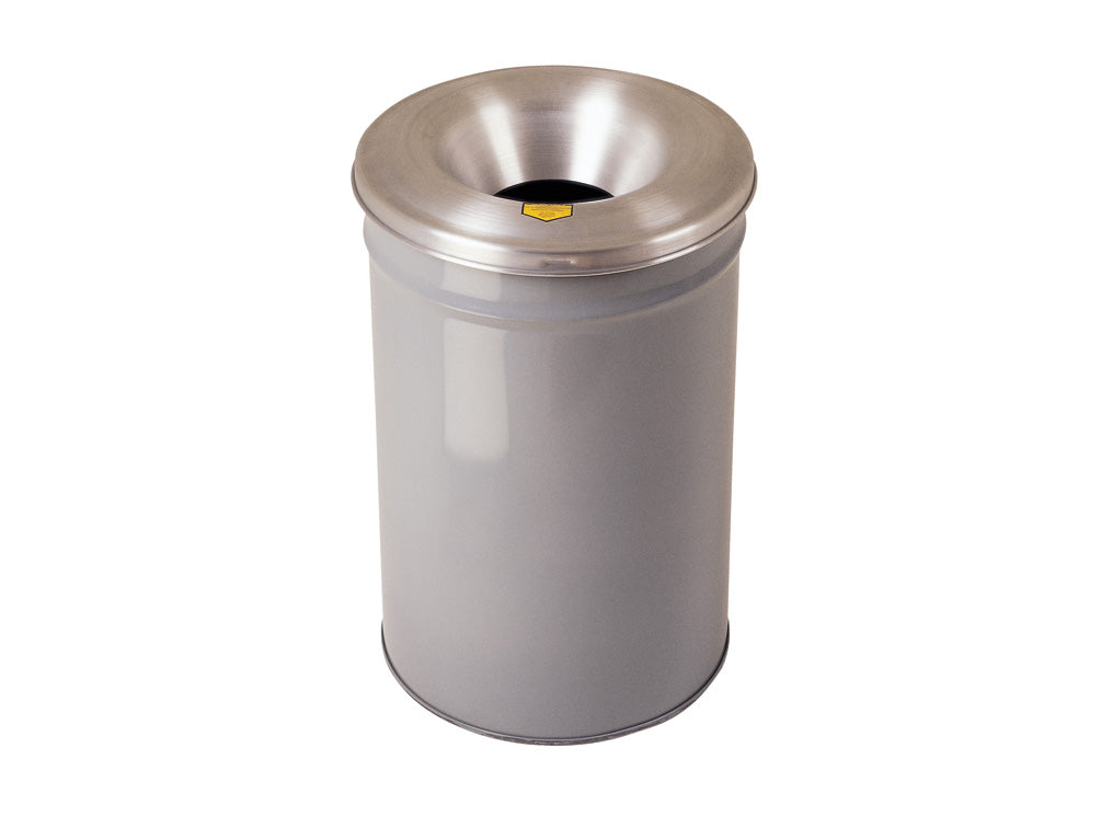 Justrite Cease-Fire Waste Receptacle - Safety Drum Can With Aluminum Head - 12 Gallon - Gray - 26612G