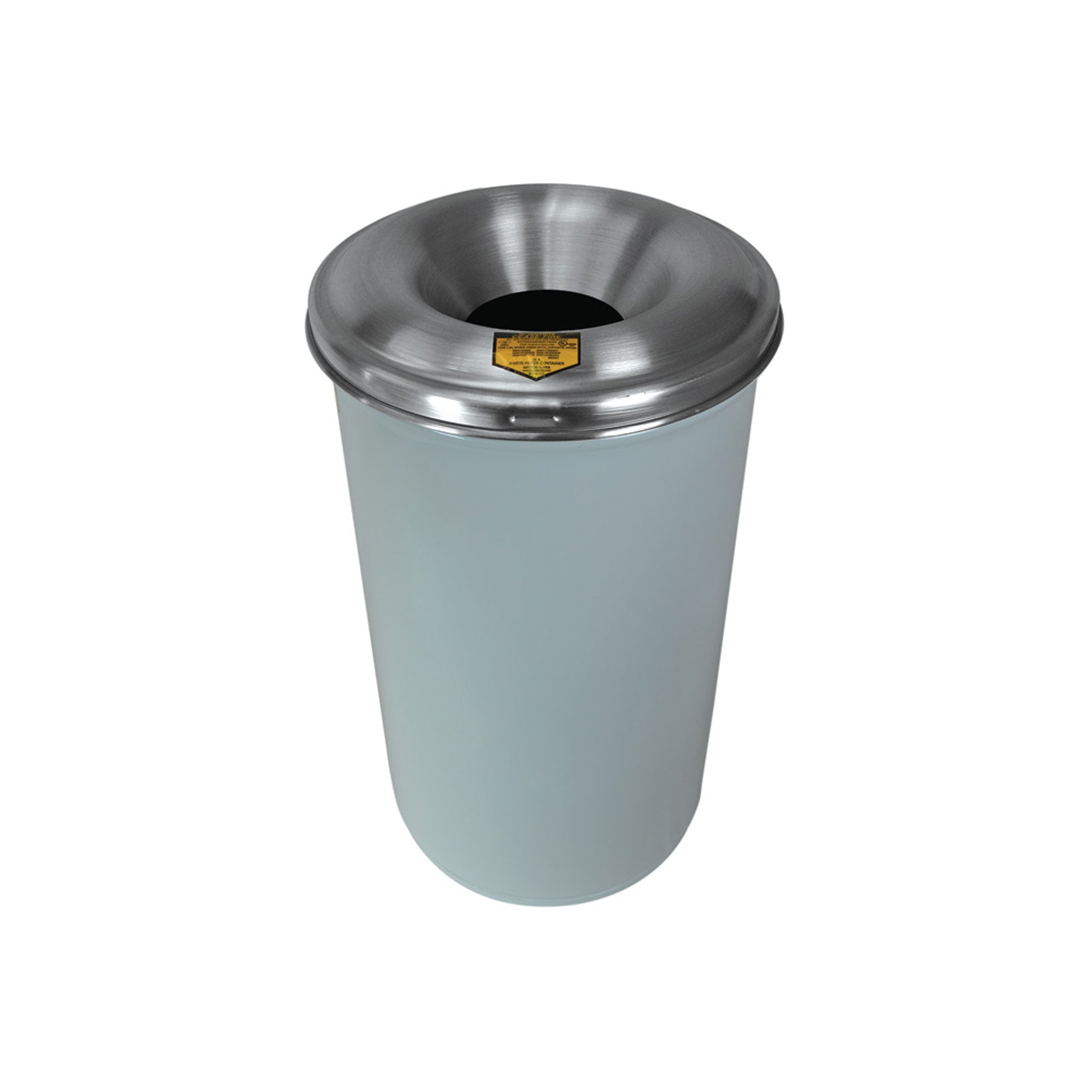 Justrite Cease-Fire Waste Receptacle - Safety Drum Can With Aluminum Head - 12 Gallon - White - 26612W