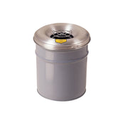 Justrite Cease-Fire Ash And Cigarette Butt Receptacle Drum With Aluminum Head W/Grill Guard - 4.5 Gal. - Gray - 26624G