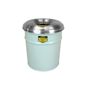 Justrite Cease-Fire Ash And Cigarette Butt Receptacle Drum With Aluminum Head W/Grill Guard - 4.5 Gal - White - 26624W