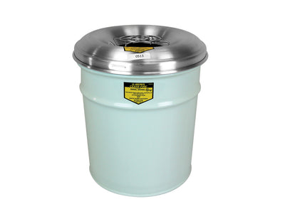 Justrite Cease-Fire Ash And Cigarette Butt Receptacle Drum With Aluminum Head W/Grill Guard - 4.5 Gal - White - 26624W