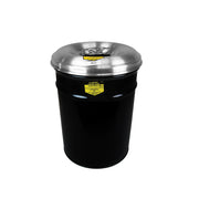 Justrite Cease-Fire Ash And Cigarette Butt Receptacle Drum With Aluminum Head W/Grill Guard - 6 Gal. - Black - 26626K