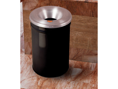 Justrite Cease-Fire Waste Receptacle - Safety Drum Can With Aluminum Head - 55 Gallon - Black - 26655K