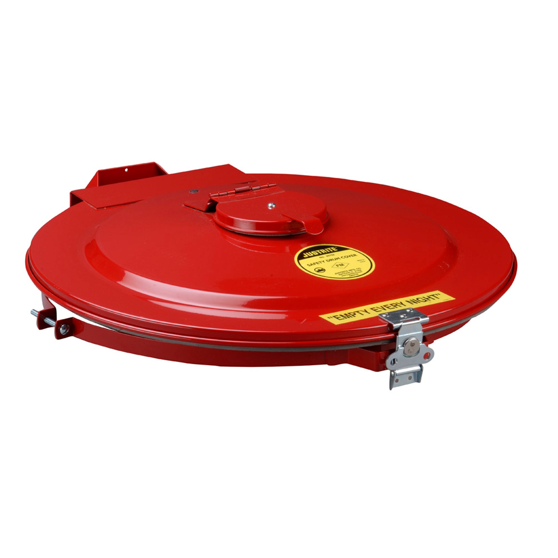 Justrite Vaportrap Drum Cover With Gasket And Port For 55G Drum - Manual-Close - Optional Padlock - Steel - Red - 26754