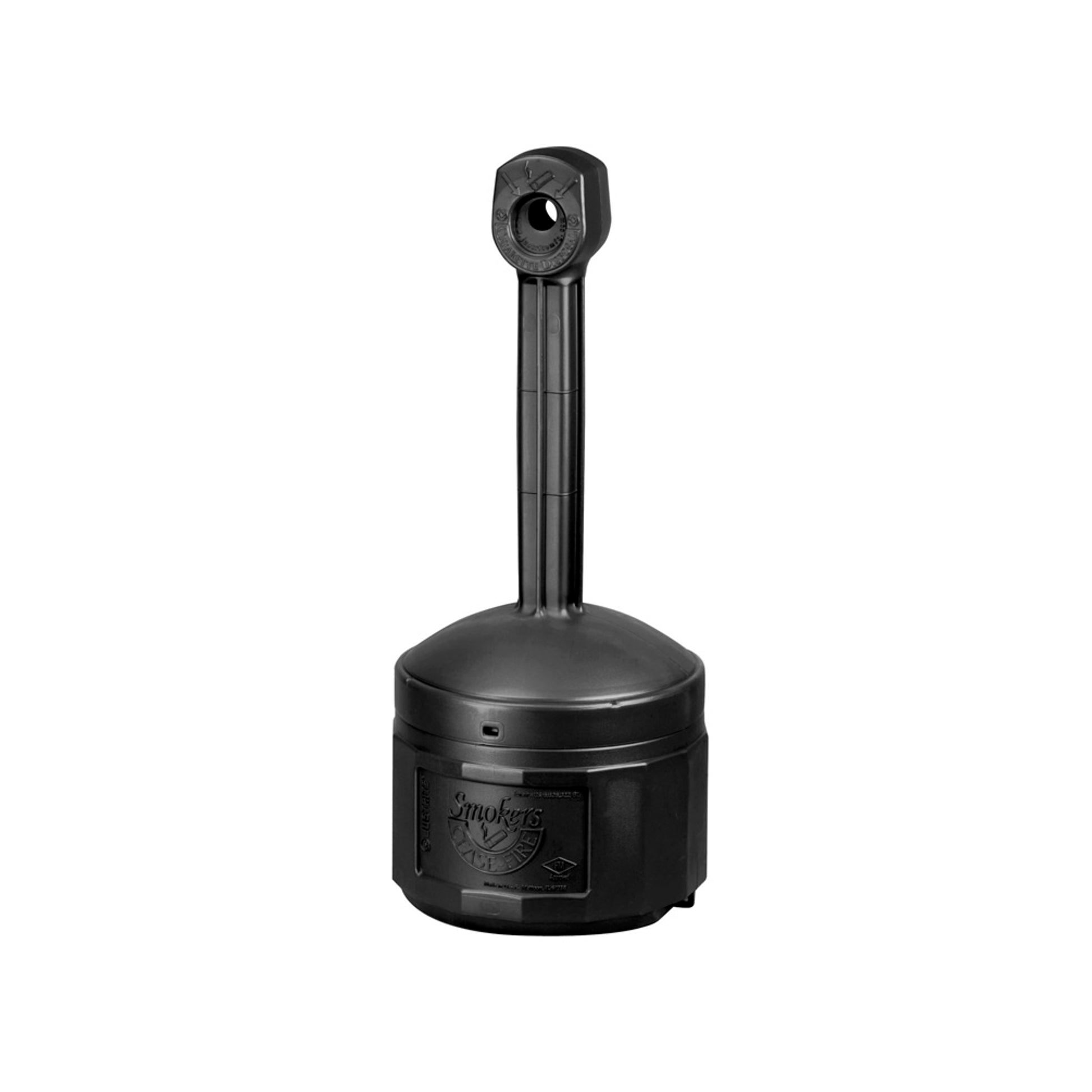 Justrite Original SmokerS Cease-Fire Cigarette Butt Receptacle - Cap. 4 Gal - W/Steel Bucket - Polyethylene - Deco Black - 26800D