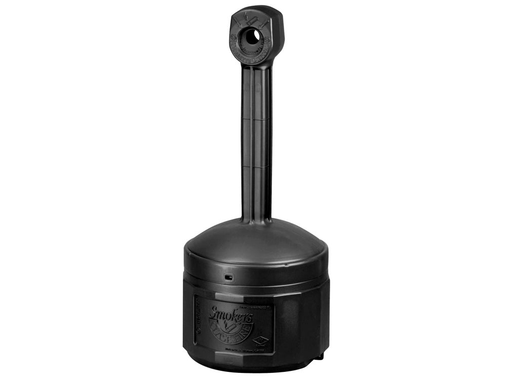 Justrite Original SmokerS Cease-Fire Cigarette Butt Receptacle - Cap. 4 Gal - W/Steel Bucket - Polyethylene - Deco Black - 26800D