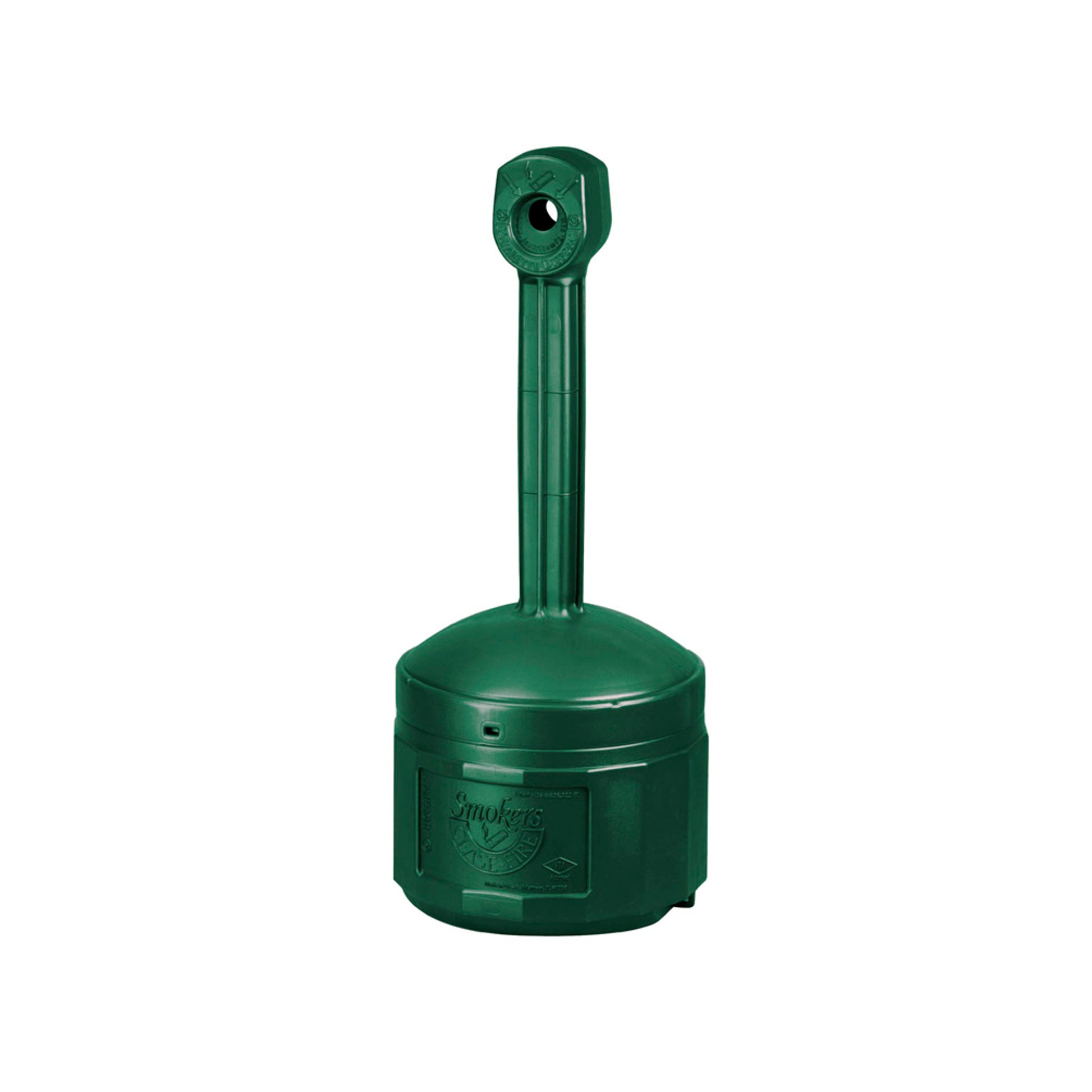 Justrite Original SmokerS Cease-Fire Cigarette Butt Receptacle - Cap. 4 Gal - W/Steel Bucket - Polyethylene - Forest Green - 26800G