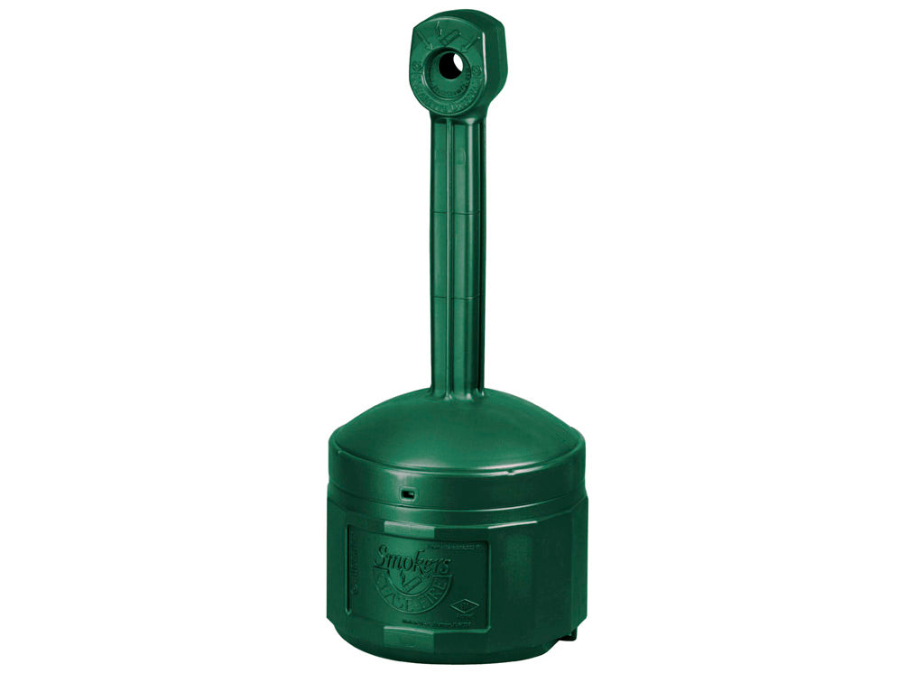 Justrite Original SmokerS Cease-Fire Cigarette Butt Receptacle - Cap. 4 Gal - W/Steel Bucket - Polyethylene - Forest Green - 26800G