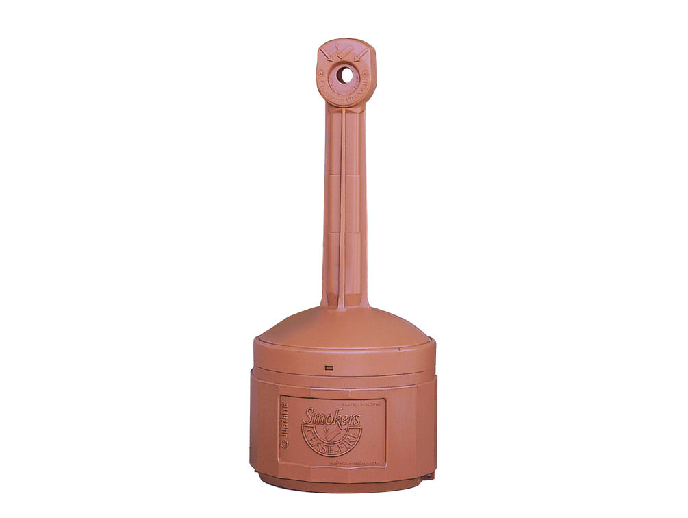Justrite Original SmokerS Cease-Fire Cigarette Butt Receptacle - Cap. 4 Gal - W/Steel Bucket Included - Polyethylene - Terra Cotta - 26800T