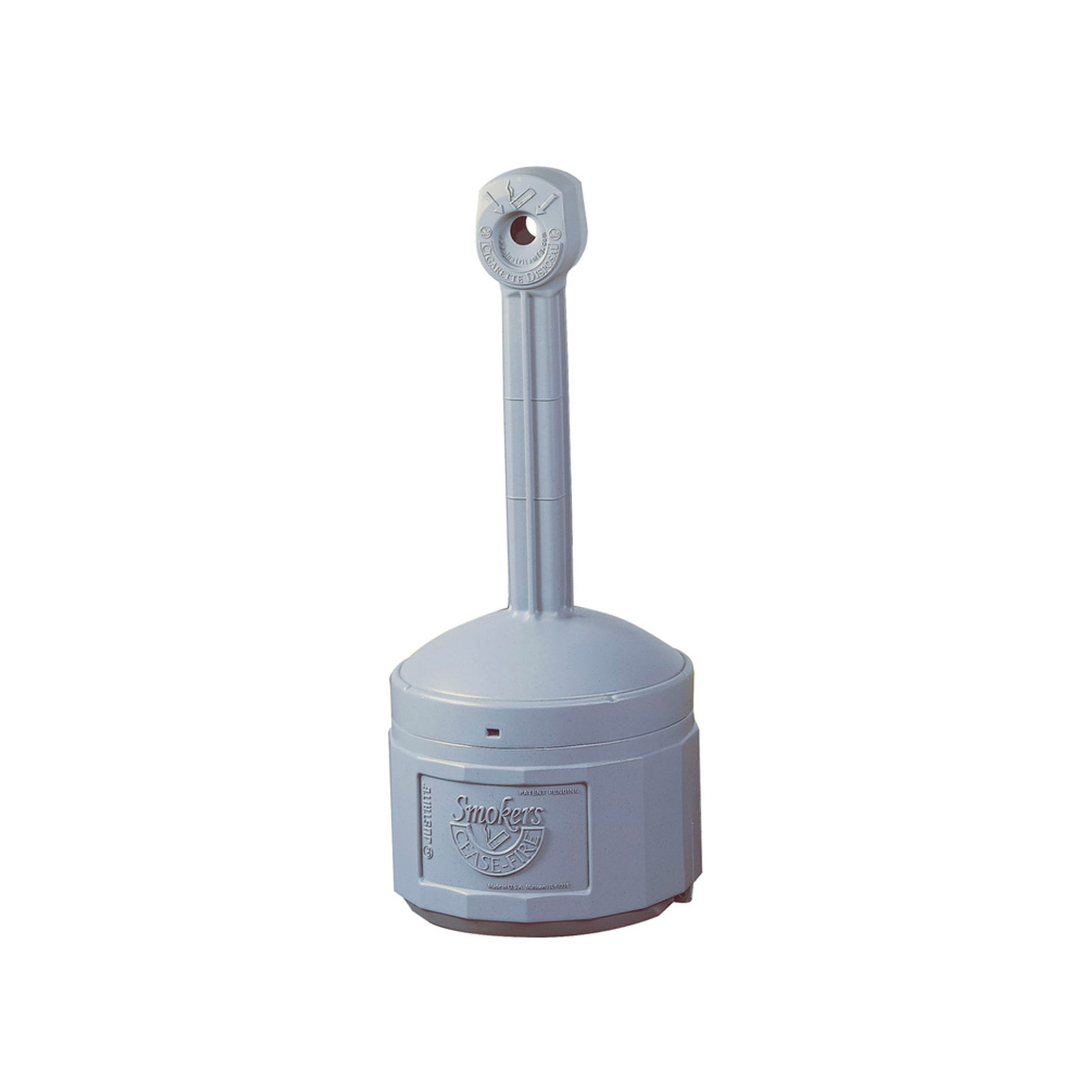 Justrite Original SmokerS Cease-Fire Cigarette Butt Receptacle - Cap. 4 Gal - Bucket Incld - Poly - Pewter Gray - 26800