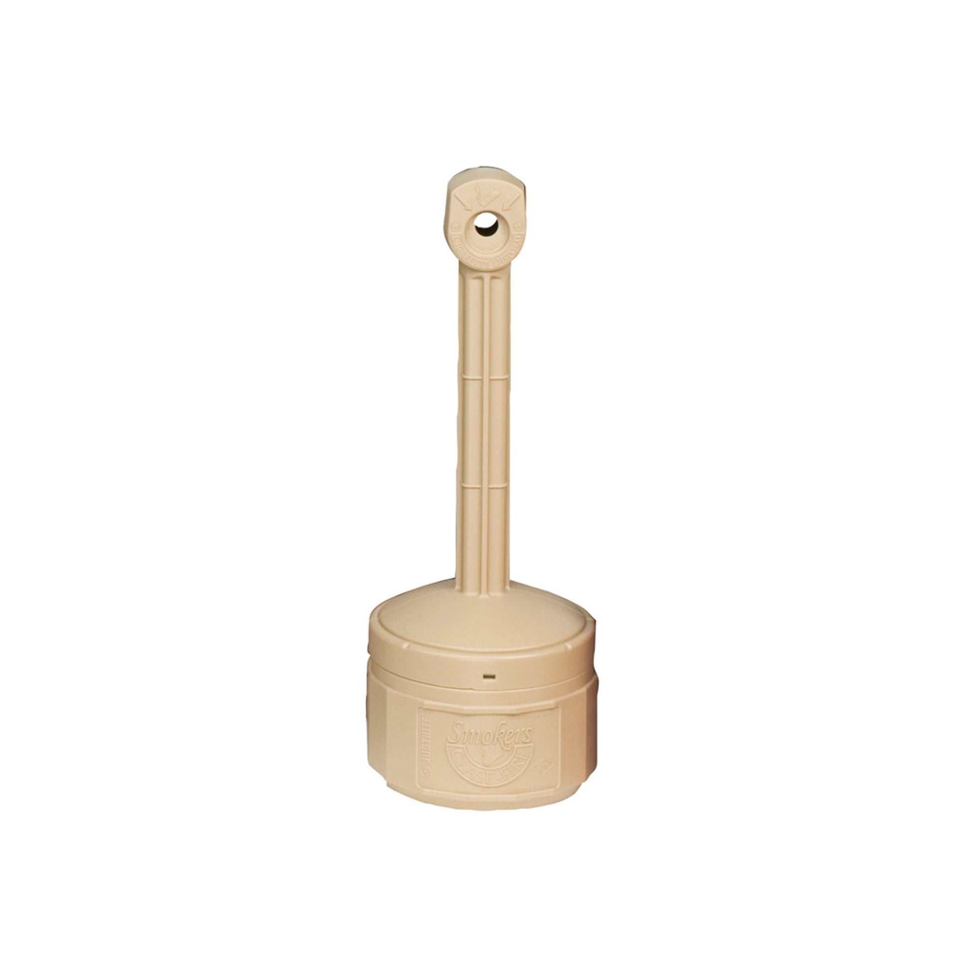 Justrite Personal Smoker'S Cease-Fire Cigarette Butt Receptacle - Cap. 1 Gal - W/ Steel Bucket - Polyethylene - Adobe Beige - 26806B