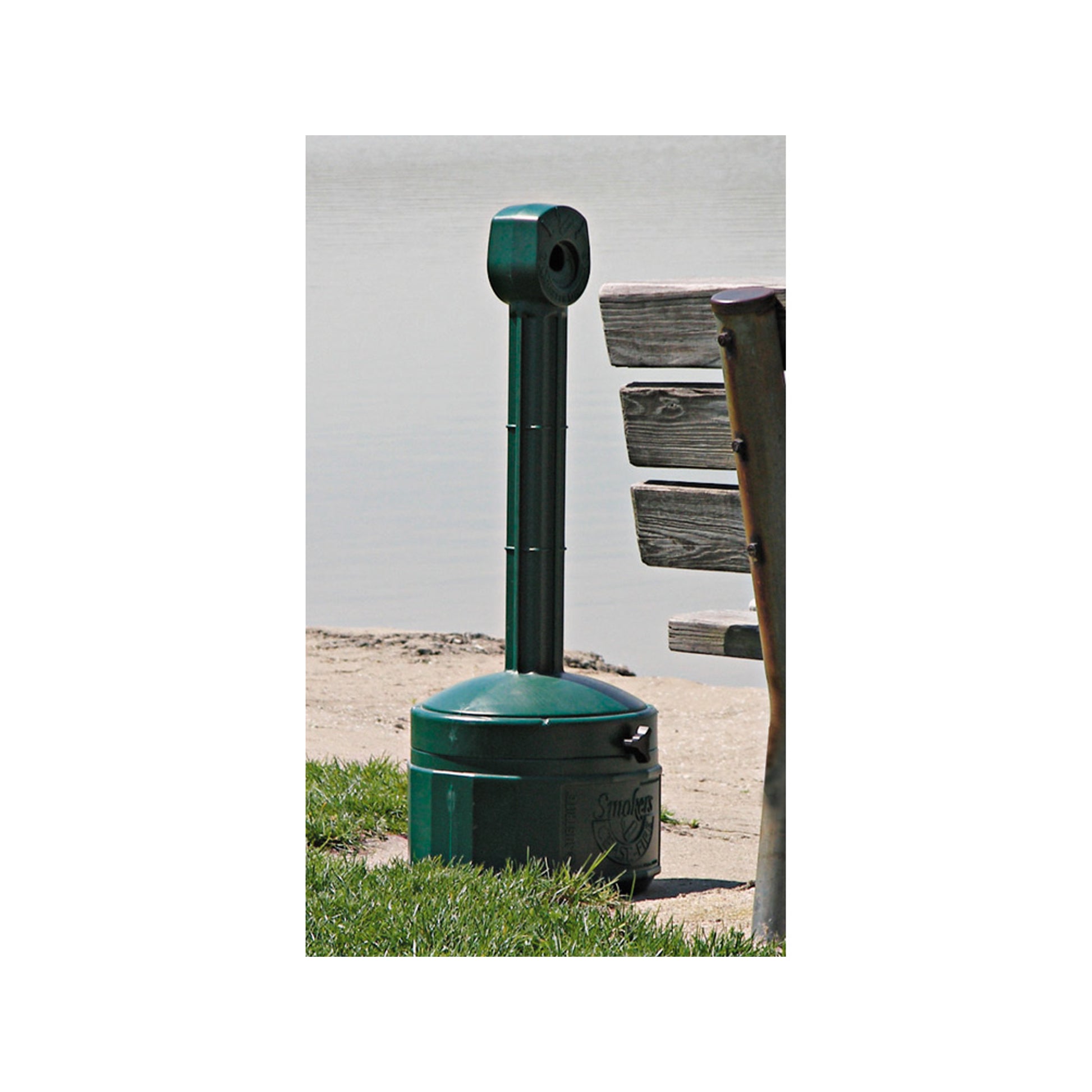 Justrite Personal Smoker'S Cease-Fire Cigarette Butt Receptacle - Cap. 1 Gal - W/Steel Bucket - Polyethylene - Forest Green - 26806G