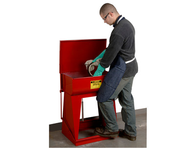 Justrite Rinse Tank - Floor-Standing - 11 Gallon - Foot-Operated Self-Close Cover - Drain Plug - Steel - Red - 27110