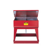 Justrite Rinse Tank - Twin Chamber Floor-Stand - Two 4-Gal Chmbrs - Foot-Operate S/C Cover - 2 Plugs - Steel - Red - 27140
