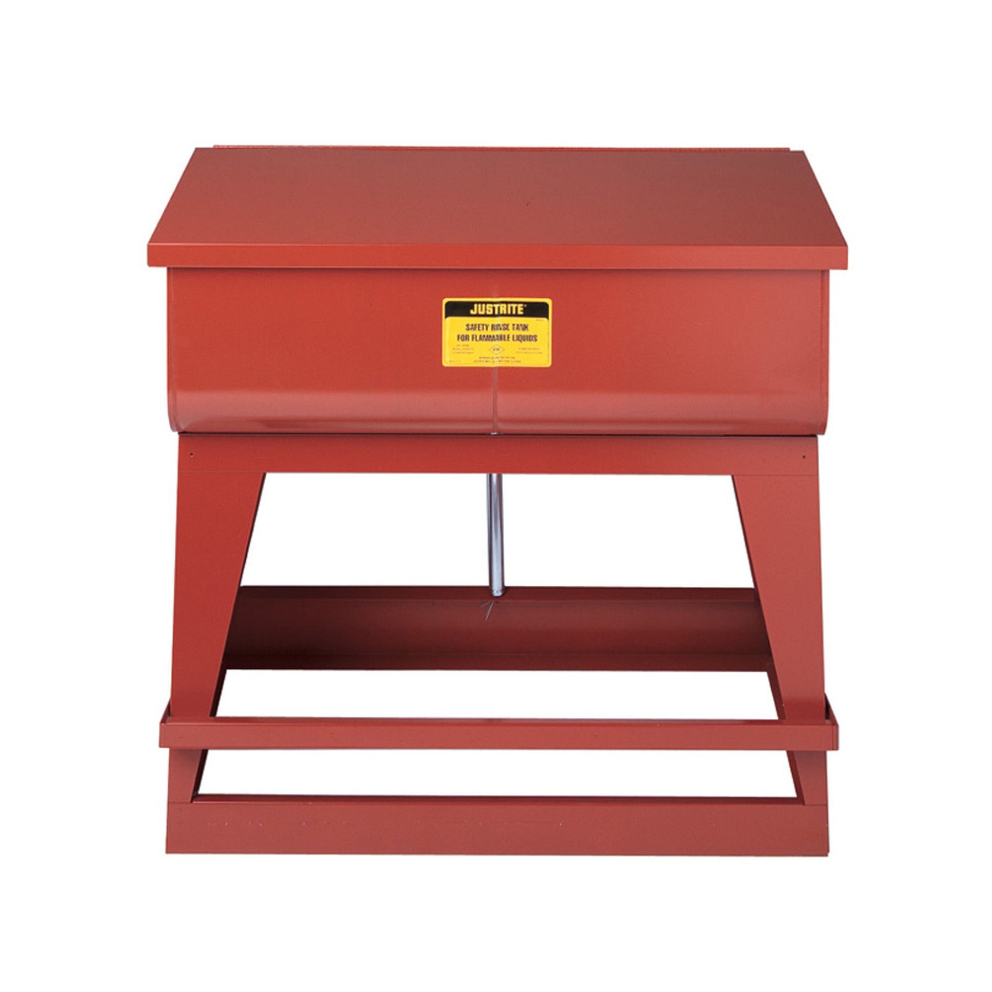 Justrite Rinse Tank - Floor-Standing - 22 Gallon - Foot-Operated Self-Close Cover - Drain Plug - Steel - Red - 27220