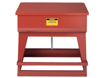 Justrite Rinse Tank - Floor-Standing - 22 Gallon - Foot-Operated Self-Close Cover - Drain Plug - Steel - Red - 27220