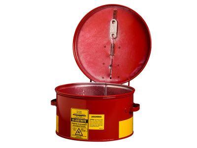 Justrite Dip Tank For Cleaning Parts - 1 Gallon - Manual Cover With Fusible Link In Case Of Fire - Steel - Red - 27601