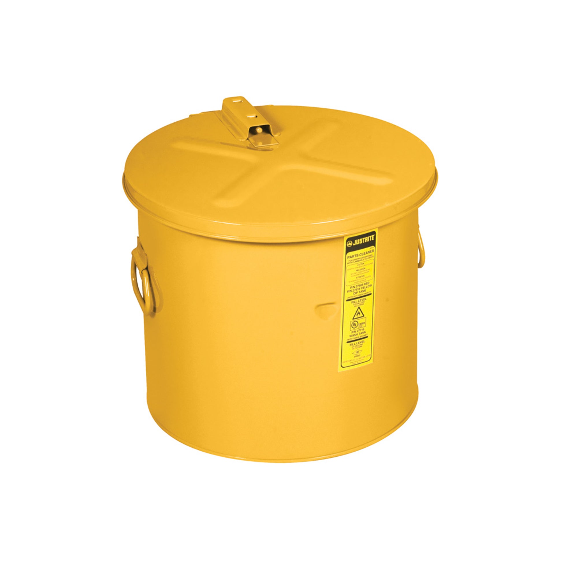Justrite Dip Tank For Cleaning Parts - 30 Litre - Manual Cover W/Fusible Link - Optnl Parts Basket - Steel - Yelw. Optional Parts Basket - 27618
