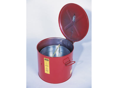 Justrite Wash Tank With Basket For Small Parts Cleaning - 6 Gal - Self-Close Cover W/Fusible Link - Steel - Red - 27716