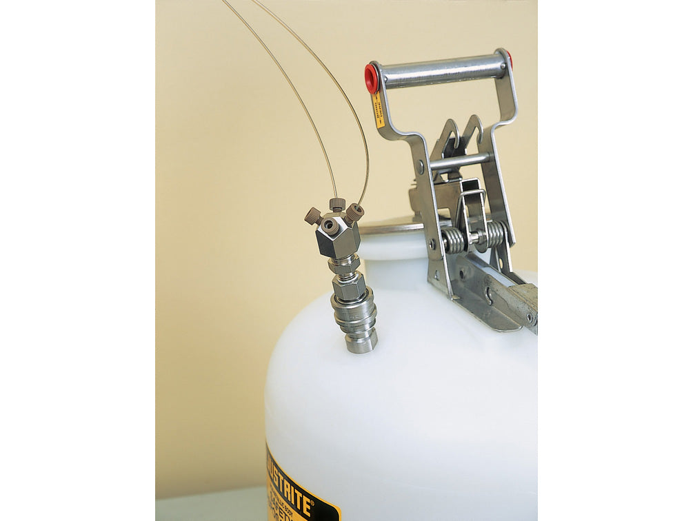 Justrite Hplc Manifold With Stainless Steel Fittings For Round Style Or Quick-Disconnect Safety Disposal Can - 28168