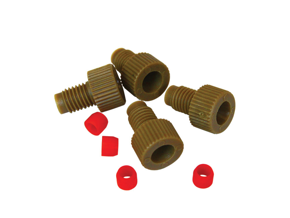 Justrite Replacement 1/8" Od Tube Fittings W/Pctfe Ferrules For Hplc Stainless Steel Manifold - Set/4 Each - 28175