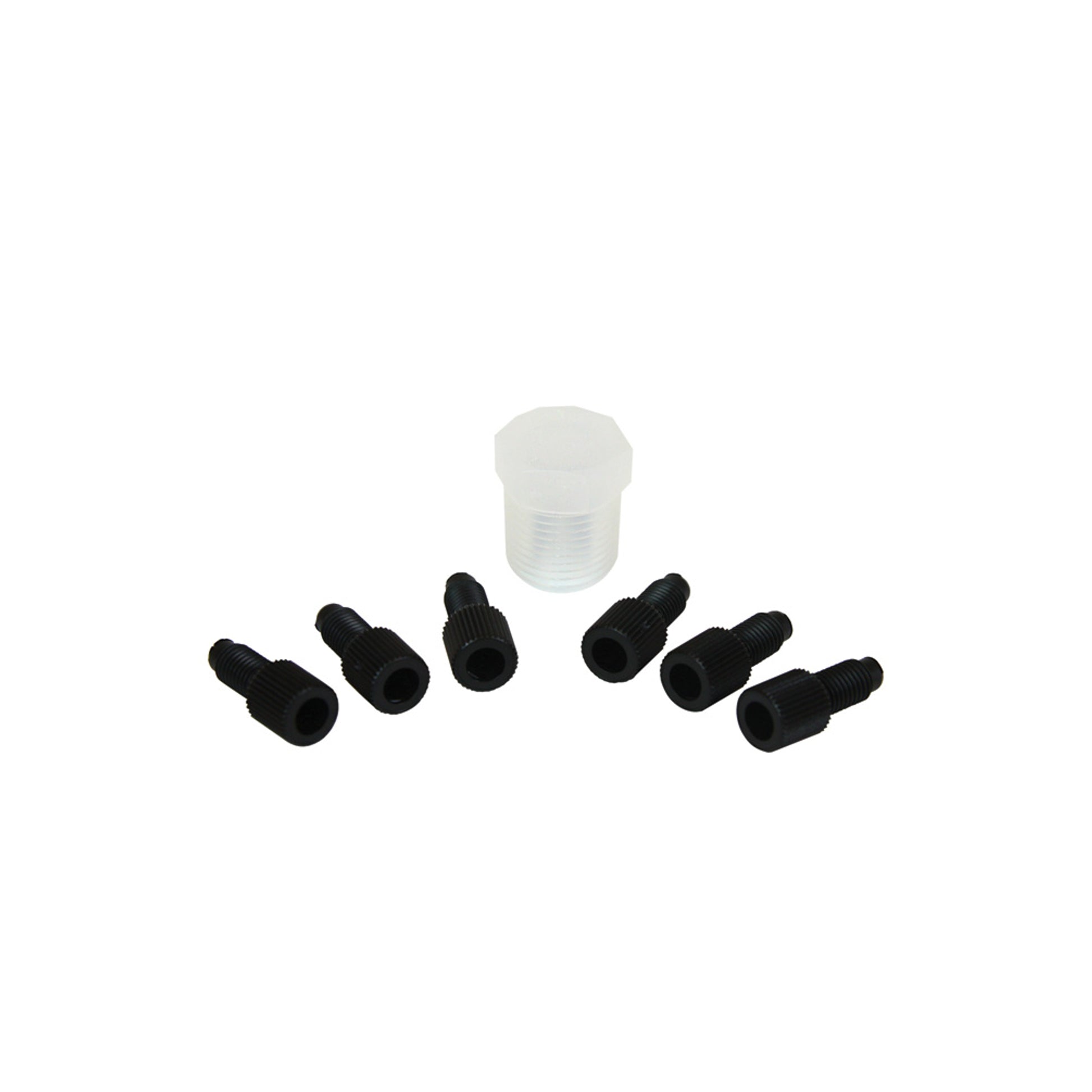 Justrite Replacement Poly Plug Cap Kit For Hplc Poly (Ptfe) Manifold - Six 1/4-28 Caps & One 3/8" Npt Cap - 28180