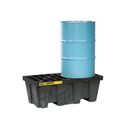 Justrite Ecopolyblend Spill Control Pallet - 2 Drum - 100% Recycled Polyethylene - Black - 28623