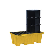 Justrite Ecopolyblend Spill Control Pallet With Drain - 2 Drum - 30% Recycled Polyethylene - Yellow - 28624