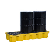 Justrite Ecopolyblend Spill Control Pallet - 3 Drum - 30% Recycled Polyethylene - Yellow - 28626