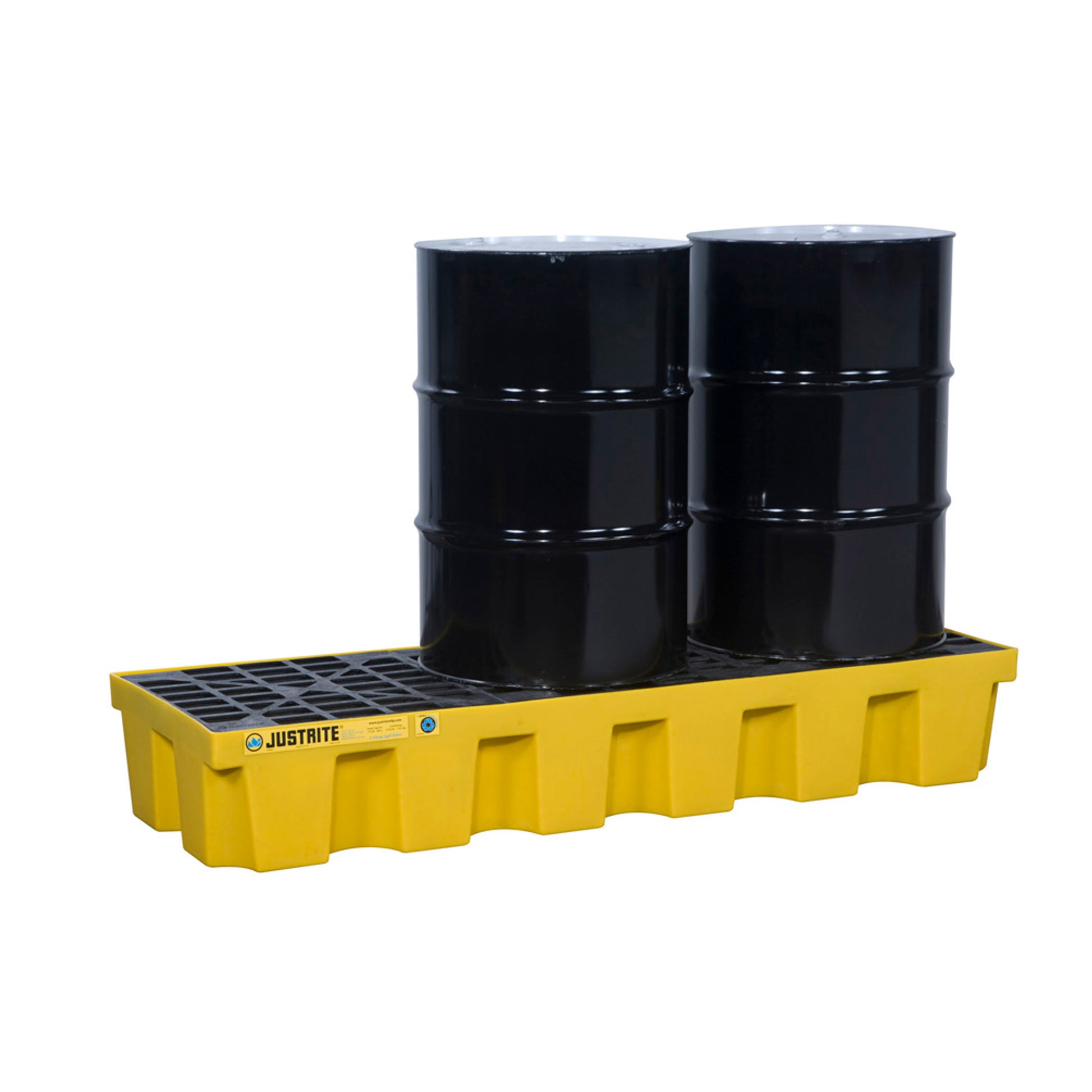 Justrite Ecopolyblend Spill Control Pallet With Drain - 3 Drum - 30% Recycled Polyethylene - Yellow - 28628