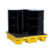 Justrite Ecopolyblend Spill Control Pallet - 4 Drum Square - 30% Recycled Polyethylene - Yellow - 28634