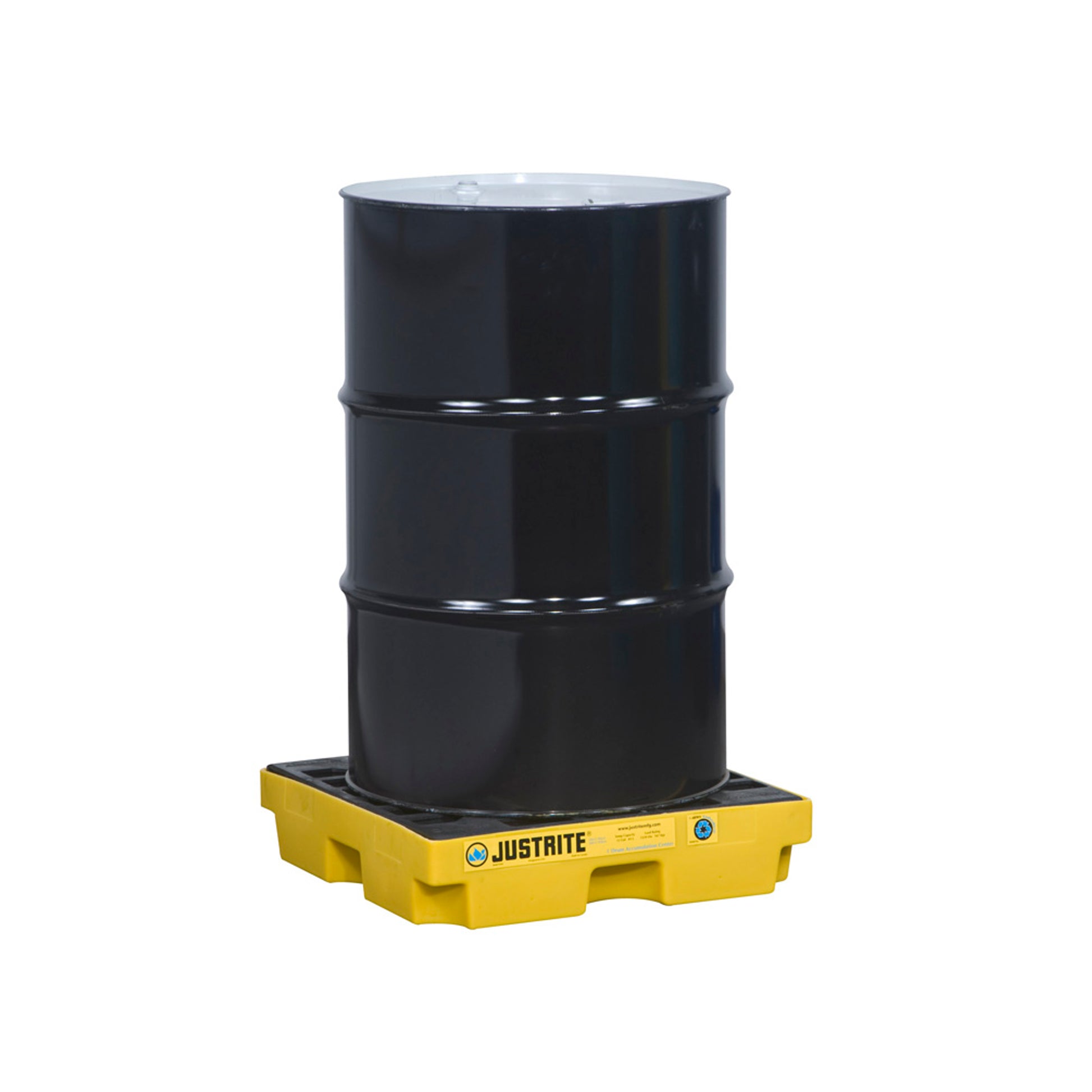 Justrite Ecopolyblend Accumulation Center - 1 Drum - 30% Recycled Polyethylene - Yellow - 28652