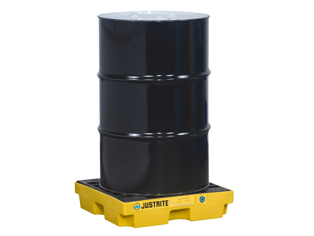 Justrite Ecopolyblend Accumulation Center - 1 Drum - 30% Recycled Polyethylene - Yellow - 28652