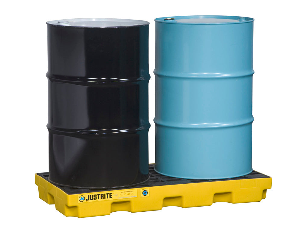 Justrite Ecopolyblend Accumulation Center - 2 Drum - 30% Recycled Polyethylene - Yellow - 28654
