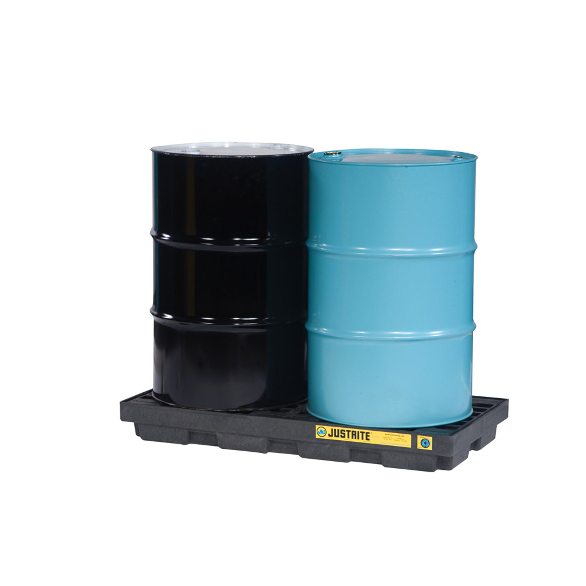 Justrite Ecopolyblend Accumulation Center - 2 Drum - 100% Recycled Polyethylene - Black - 28655