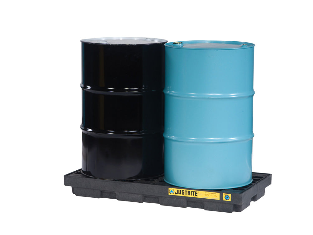 Justrite Ecopolyblend Accumulation Center - 2 Drum - 100% Recycled Polyethylene - Black - 28655