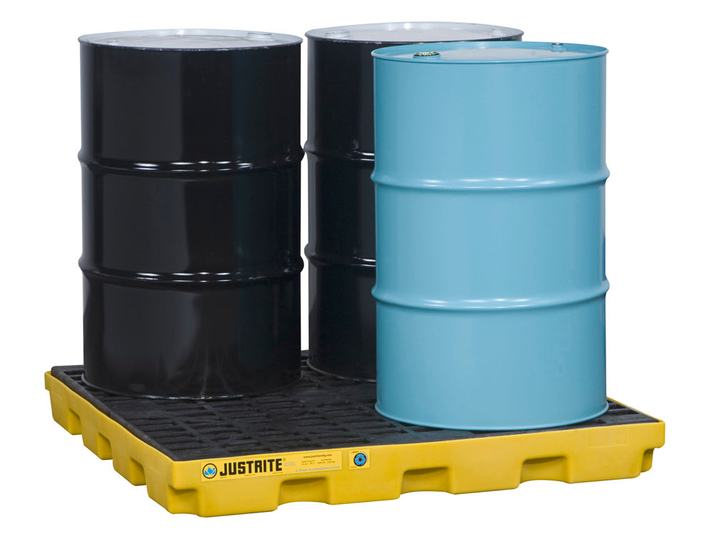 Justrite Ecopolyblend Accumulation Center - 4 Drum - 30% Recycled Polyethylene - Yellow - 28656