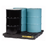 Justrite Ecopolyblend Accumulation Center - 4 Drum - 100% Recycled Polyethylene - Black - 28657