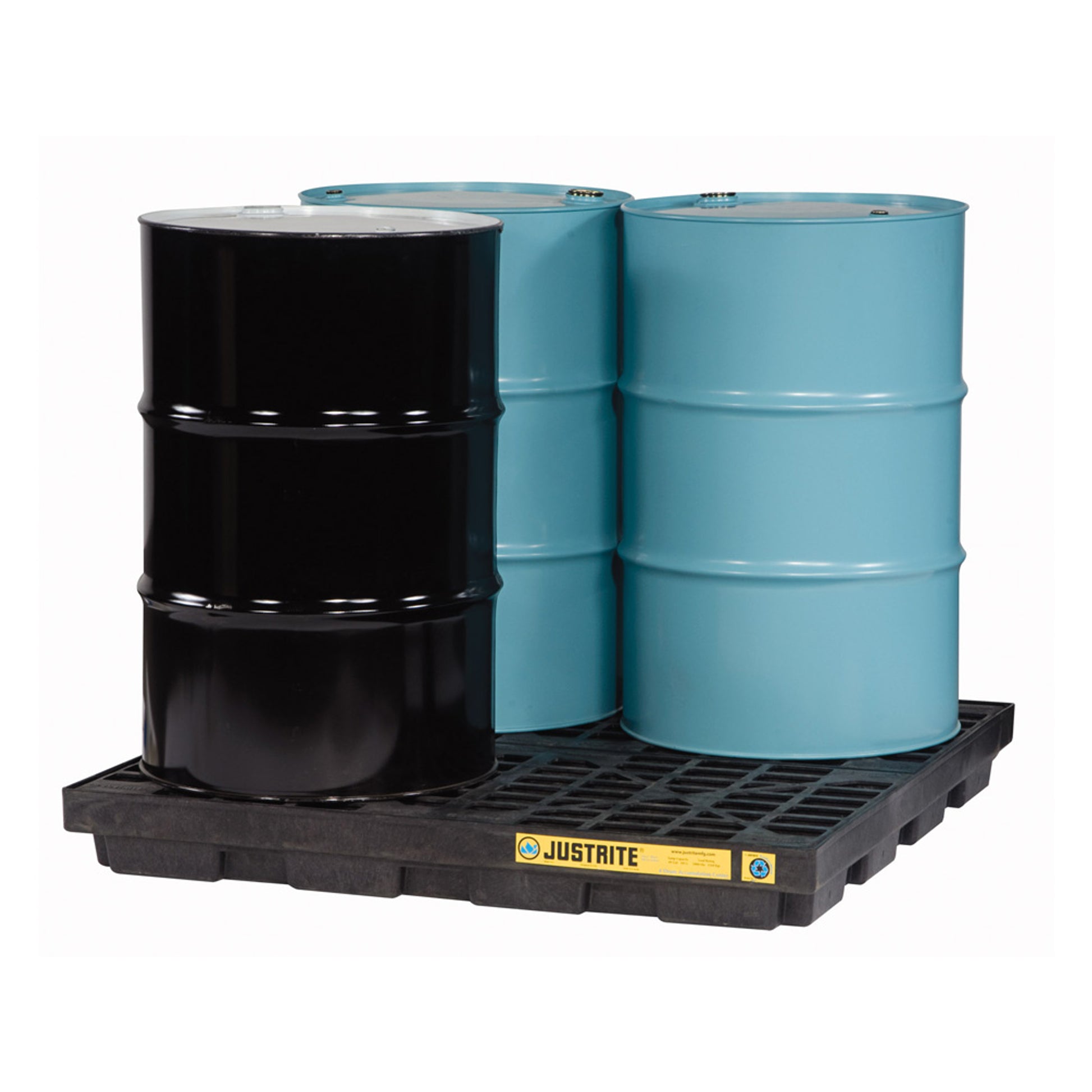 Justrite Ecopolyblend Accumulation Center - 4 Drum - 100% Recycled Polyethylene - Black - 28657
