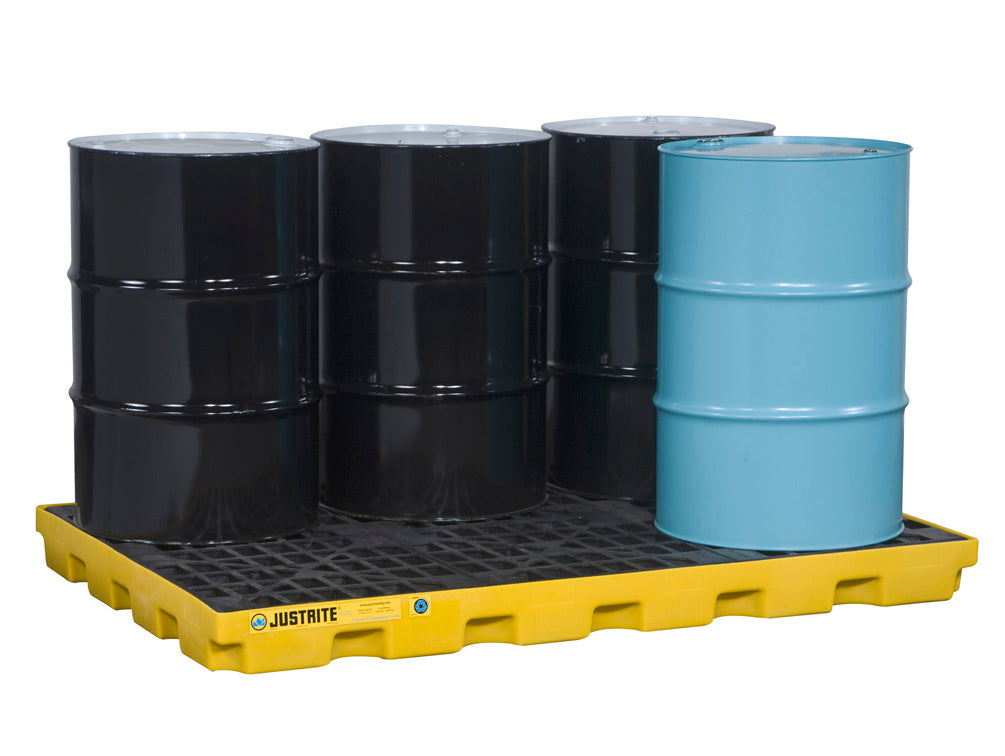 Justrite Ecopolyblend Accumulation Center - 6 Drum - 30% Recycled Polyethylene - Yellow - 28658