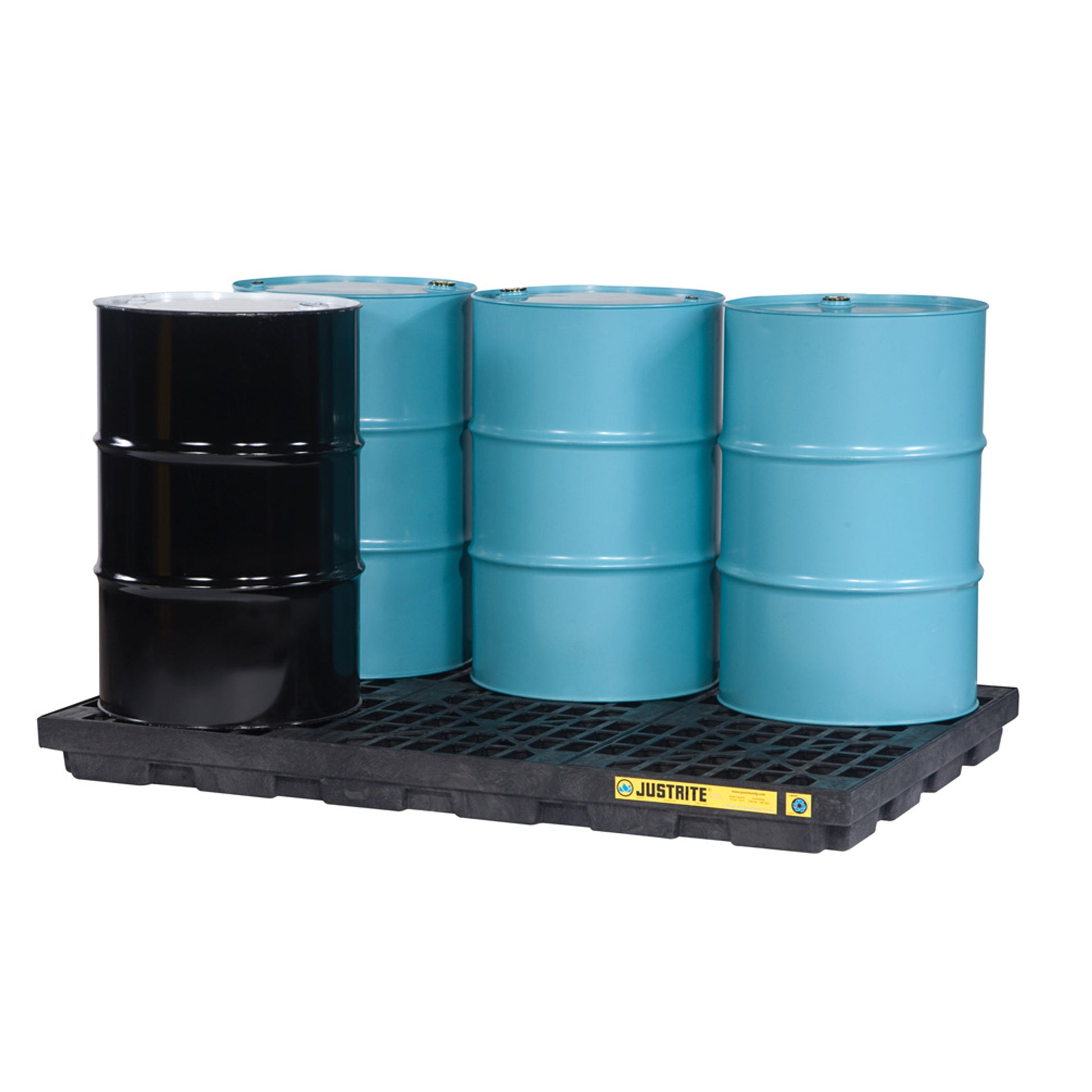 Justrite Ecopolyblend Accumulation Center - 6 Drum - 100% Recycled Polyethylene - Black - 28659