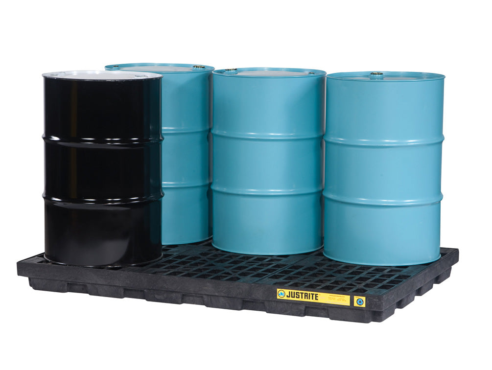 Justrite Ecopolyblend Accumulation Center - 6 Drum - 100% Recycled Polyethylene - Black - 28659