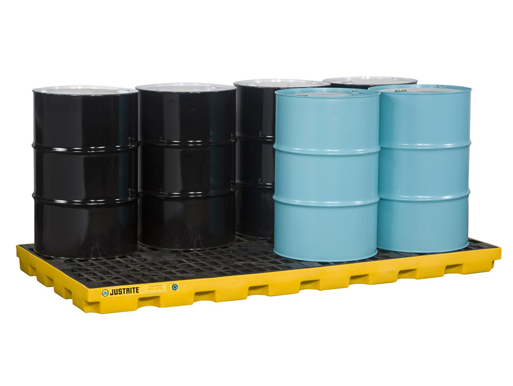 Justrite Ecopolyblend Accumulation Center - 8 Drum - 30% Recycled Polyethylene - Yellow - 28660