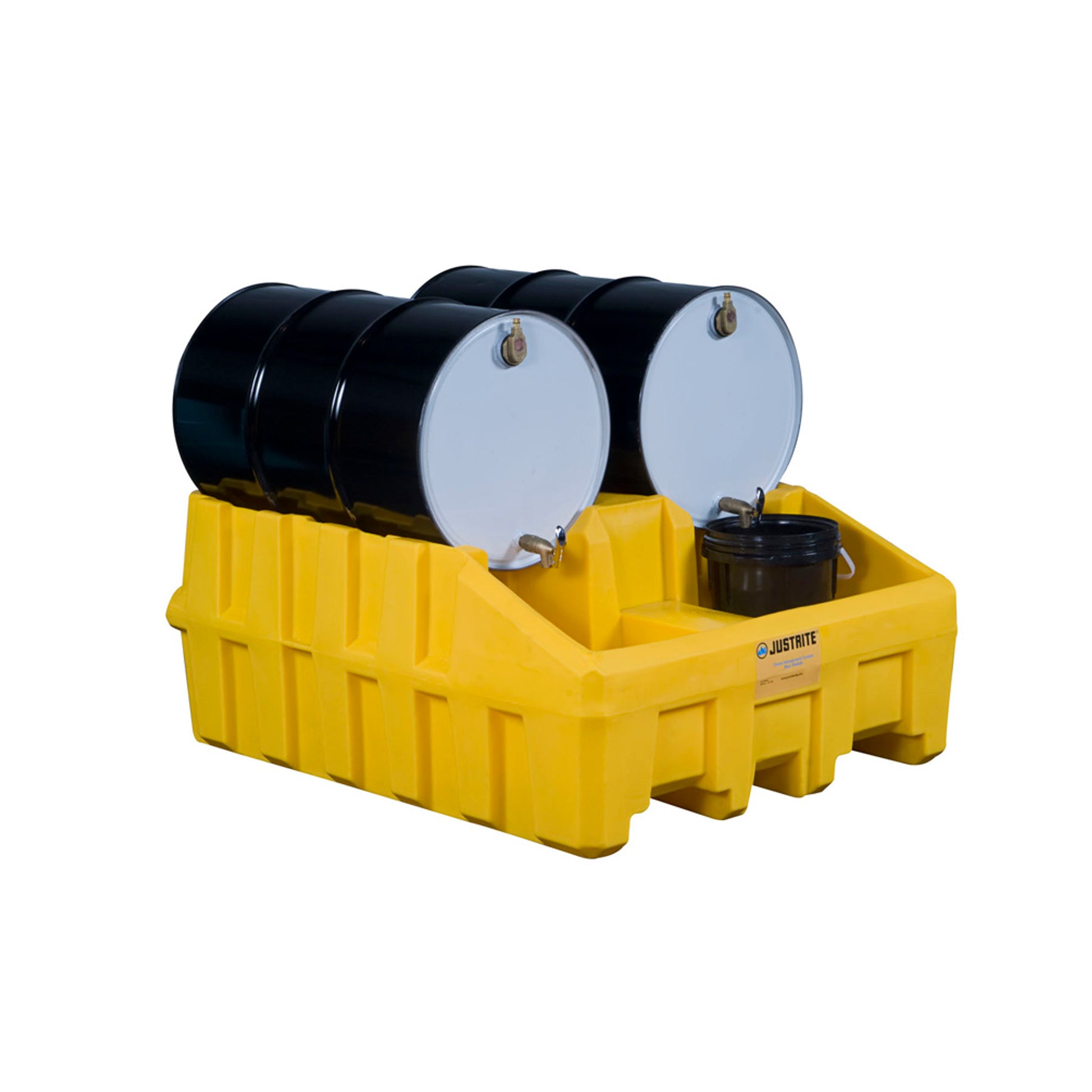Justrite Drum Management Base Module - Dispensing Well - Forklift Channels - Poly - Yellow - 28666