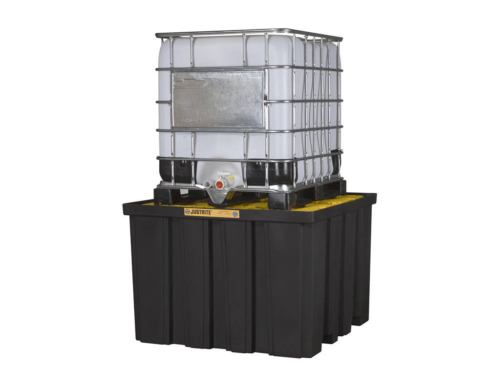 Justrite Ecopolyblend Ibc Indoor Pallet - Forklift Pockets - 40% Recycled Polyethylene - Black Body - 28674