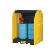 Justrite Ecopolyblend Drumshed With Rolltop Doors - Accommodates 2 Drums - Optional Ramp - Poly - 28675