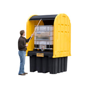Justrite Ecopolyblend Ibc Outdoor Shed With Pallet - Forklift Pockets - Rolltop Doors - 40% Recycled Poly - 28677
