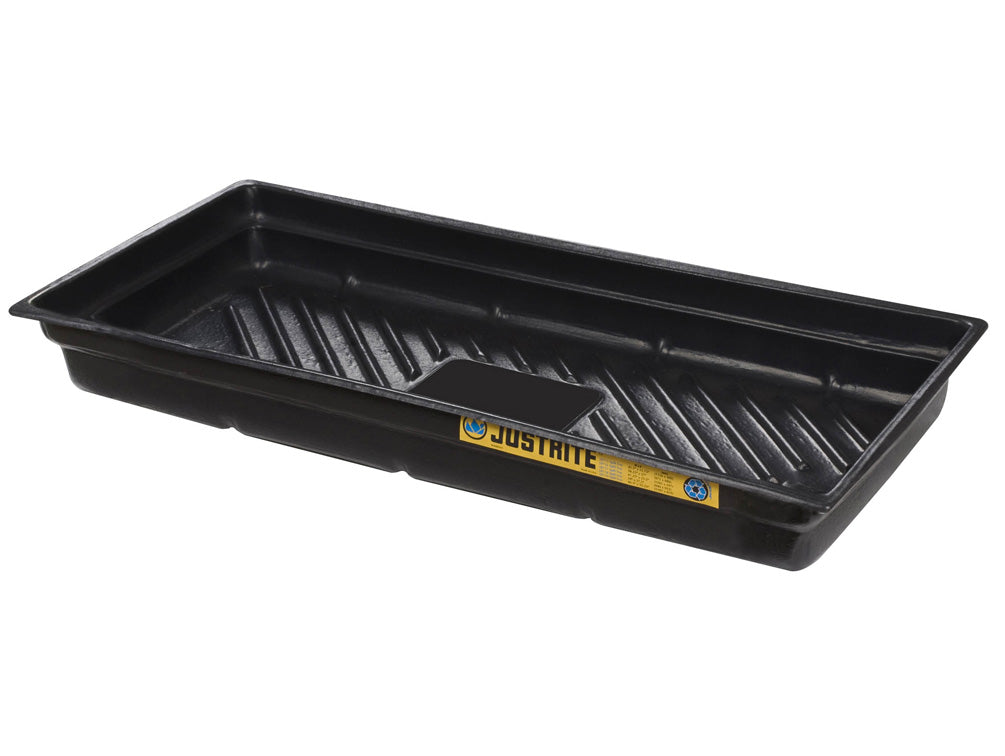 Justrite Ecopolyblend Spill Tray - Dims 38"W X 26"D X 5-1/2"H - Indoor Or Outdoor Use - Rigid Poly - Black - 28716