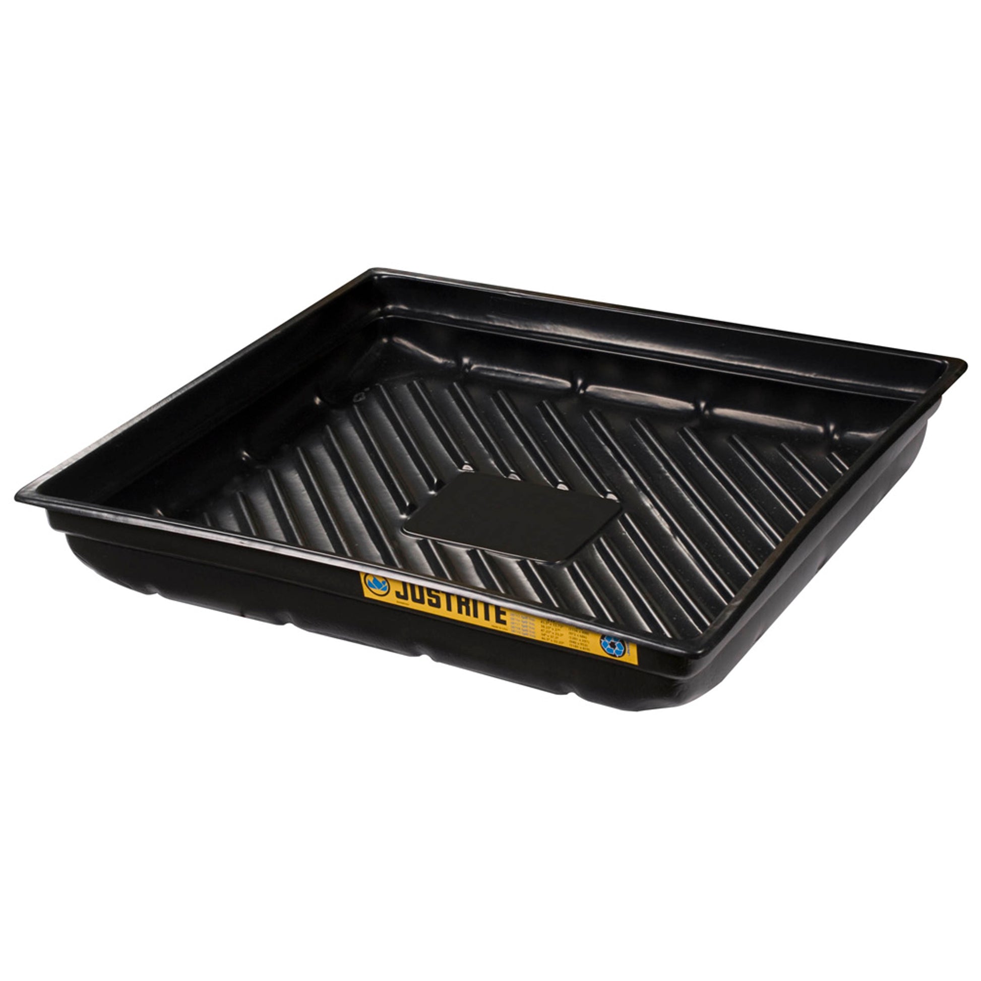 Justrite Ecopolyblend Spill Tray - Dims 37-3/4"W X 34"D X 5-1/2"H - Indoor Or Outdoor Use - Rigid Poly - Black - 28718