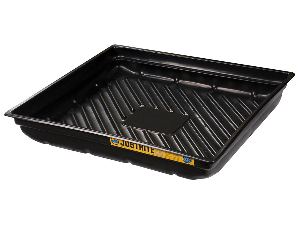 Justrite Ecopolyblend Spill Tray - Dims 37-3/4"W X 34"D X 5-1/2"H - Indoor Or Outdoor Use - Rigid Poly - Black - 28718